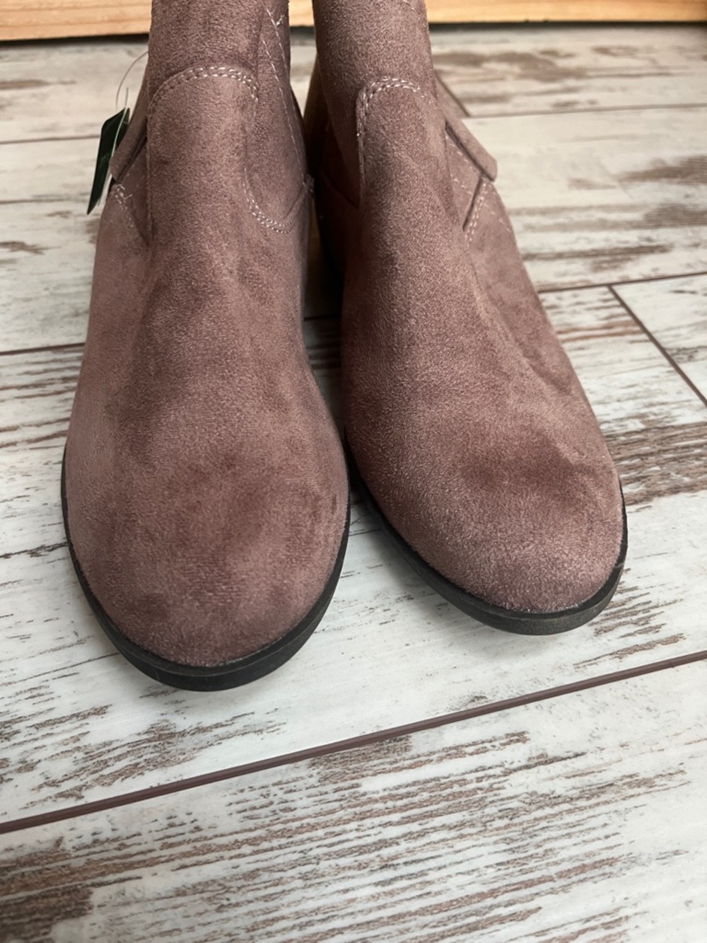 Arizona Jean Co Garrity Taupe Ankle Boots Faux Suede Memory Foam 9W NWT - Picture 13 of 14